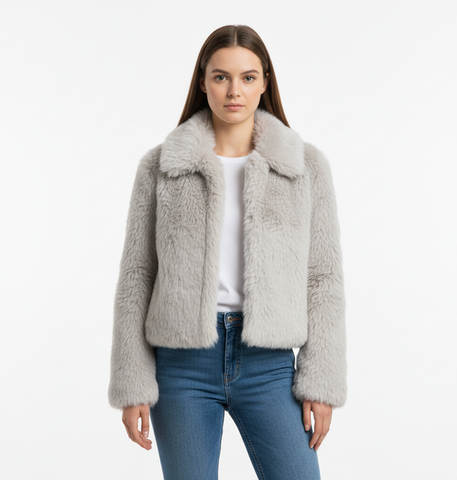 Faux Fur Zipper Coat – Elegant Fit