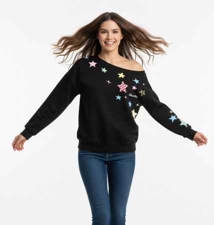 Slanted Shoulder Retro Graffiti Hoodie