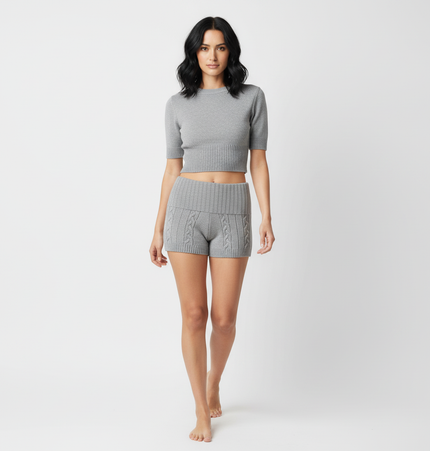 Casual Slim Fit Patterned Wool Shorts