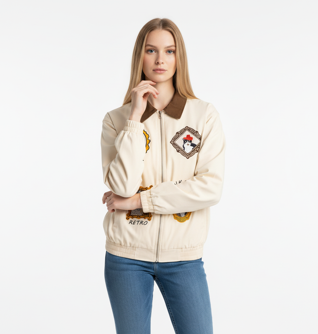 Chinoiserie Cat Patch Jacket– Loose Fit