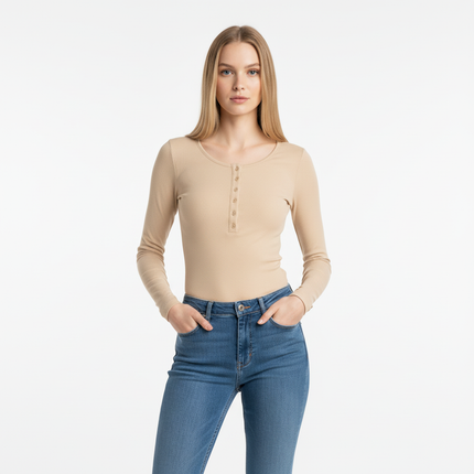 VNeck Long Sleeve Top - Slim Fit