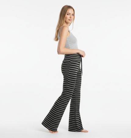 Micro Flare High Waisted Striped Pants