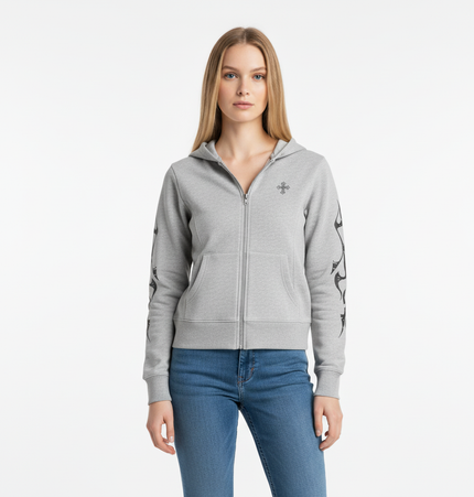 Vintage Gothic Zip-Up Hoodie – Slim Fit