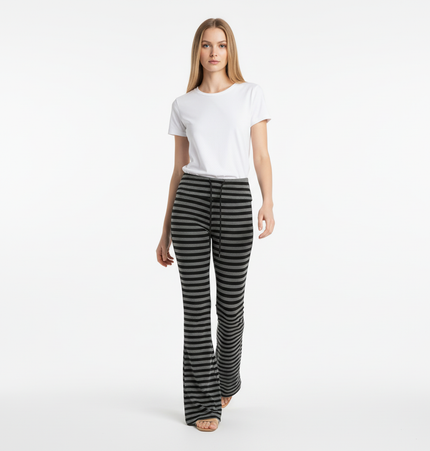 Micro Flare High Waisted Striped Pants