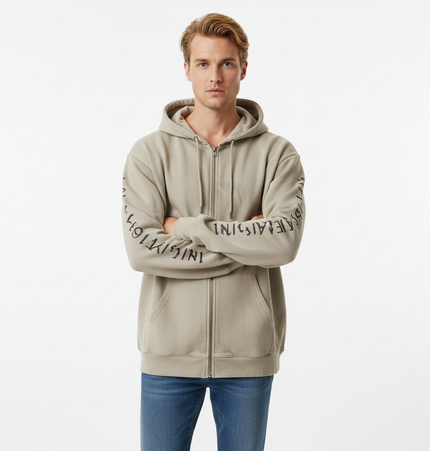 Retro Patchwork Zip Up Hoodie – Loose Fit