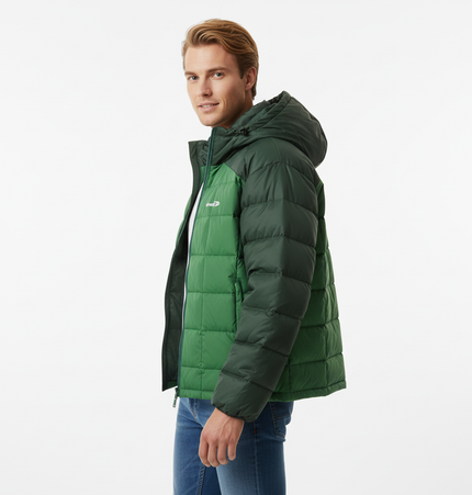 Color-Block Down Jacket – Loose Fit