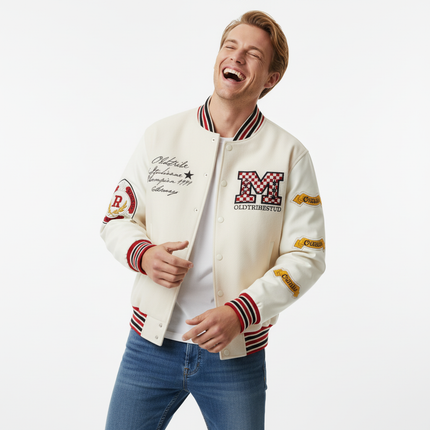 Letter Patchwork Jacket - Loose Fit