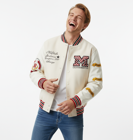 Letter Patchwork Jacket - Loose Fit