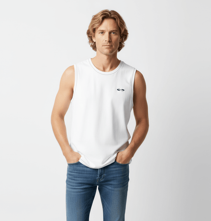 Color Block Tank Top - Loose Fit on a male model, showcasing a modern and relaxed style.
