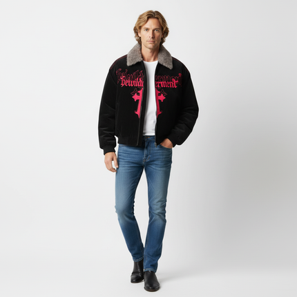 Warm Cotton Jacket with Fur Collar – Loose Fit