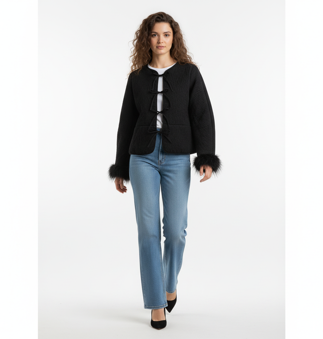 Fur Cuff Single Breasted Jacket