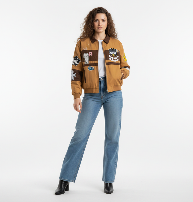 Cartoon Embroidery Patchwork Jacket