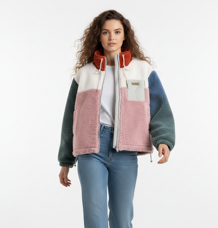 Color Block Quilted Jacket - Loose Fit