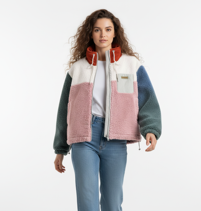 Color Block Quilted Jacket - Loose Fit