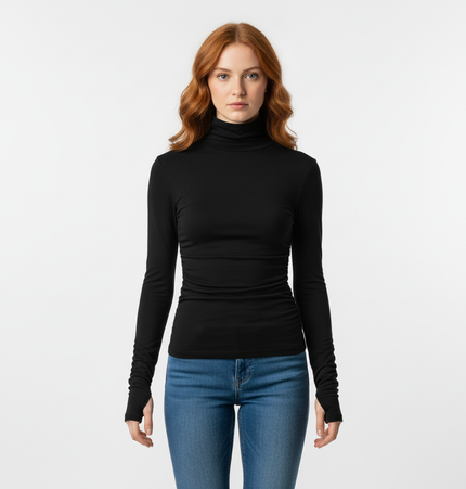 SculptFit High-Neck Long Sleeve Top