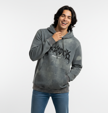 Letter Applique Washed Hoodie – Loose Fit