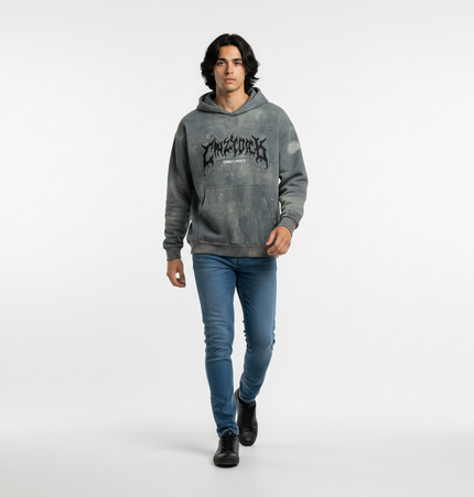 Letter Applique Washed Hoodie – Loose Fit