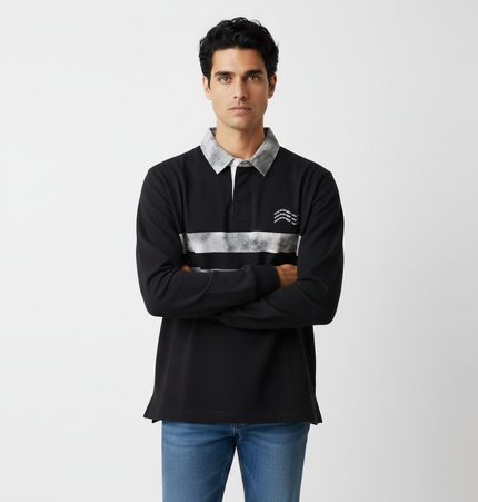 Retro Embroidered Patchwork Polo Hoodie