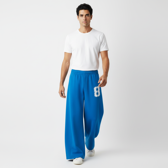 Casual Letter Print Wide-Leg Knife Pants