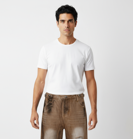 Distressed Patchwork Wide-Leg Denim Pants