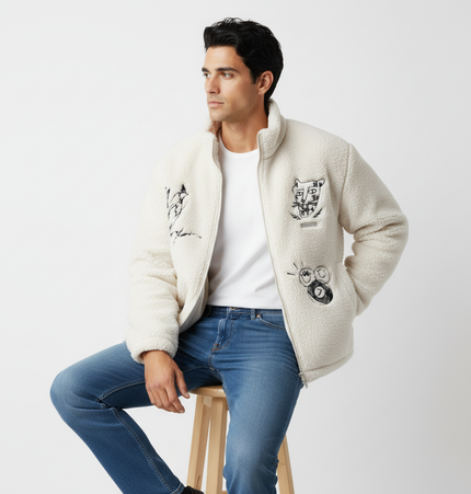 Casual Cartoon Lamb Fleece Jacket