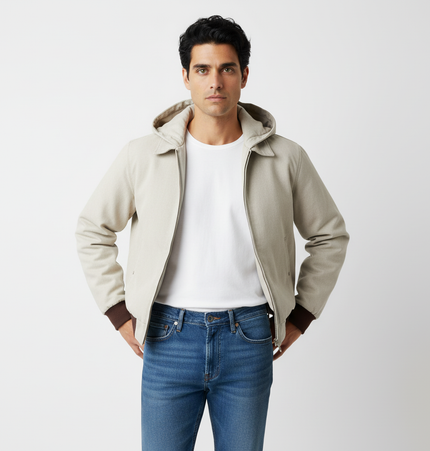 Color-Blocking Cotton Jacket – Loose Fit