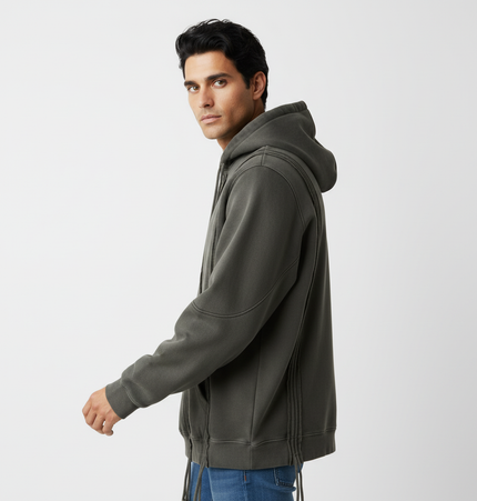 Stripe Patchwork Hoodie – Loose Fit