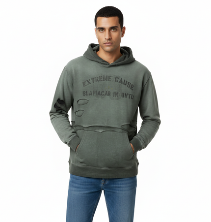 Retro Letter Print Hoodie – Loose Fit