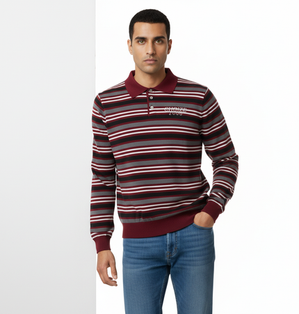 Color-Block Letter Knit Sweater - Loose Fit