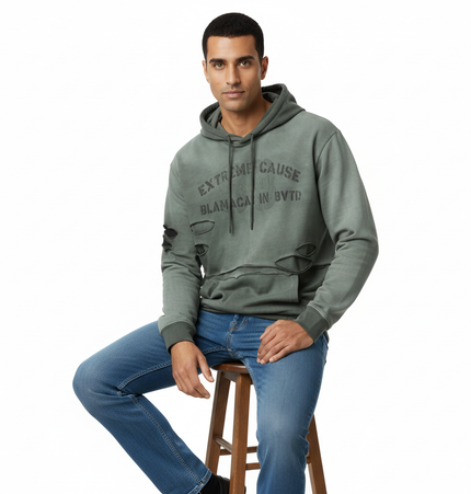 Retro Letter Print Hoodie – Loose Fit