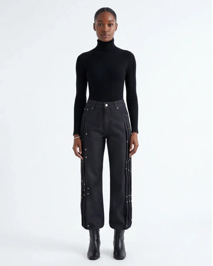 Maison Grozavu Ultra Soft Premium Jeans in Alabaster — front view showing straight cut