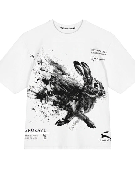 Maison Grozavu Quiet Alabaster Tee in White — front view showing the clean construction and premium fabric drape