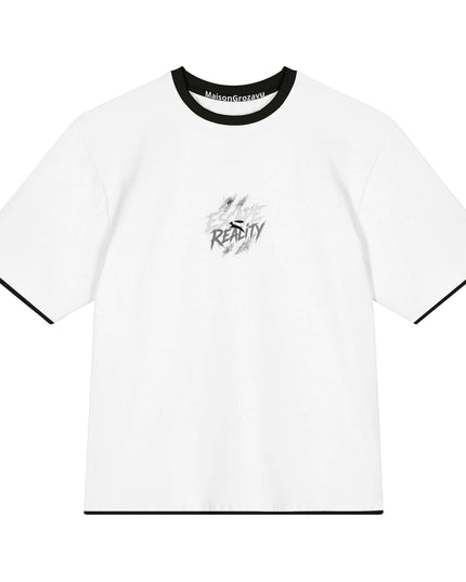 Maison Grozavu Stone Tee Standard in white — front view of the heavyweight oversized silhouette with clean drop-shoulder construction