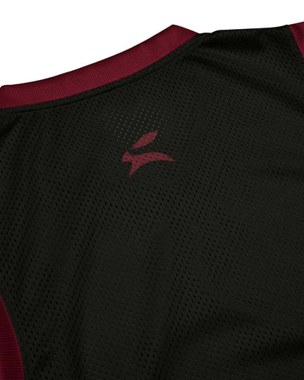 Eclipse Tank Cut product detail — close-up of the heavy ribbing at the armhole and collar junction against a clean background