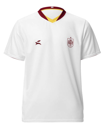Maison Grozavu Graphite Jersey Form in white — front view showing the sports jersey silhouette and recycled polyester drape