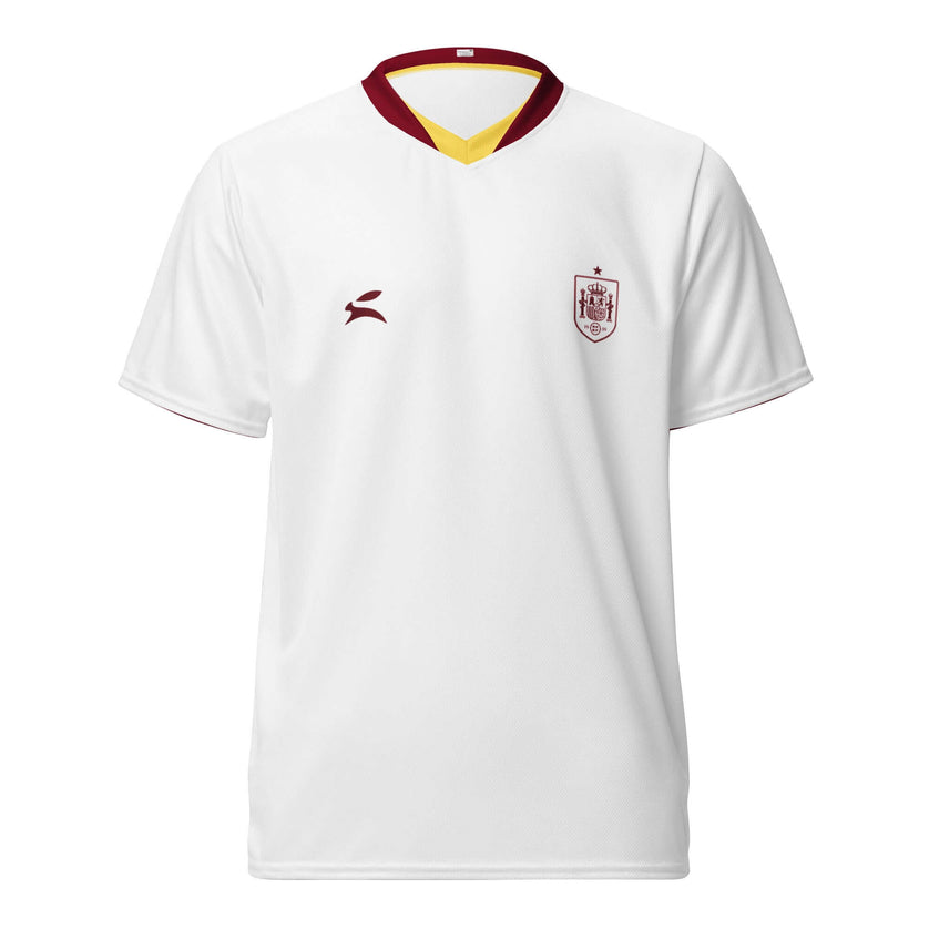 Maison Grozavu Graphite Jersey Form in white — front view showing the sports jersey silhouette and recycled polyester drape