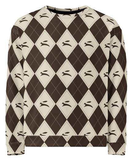 Hare Argyle Sweatshirt in cocoa and bone argyle, front view