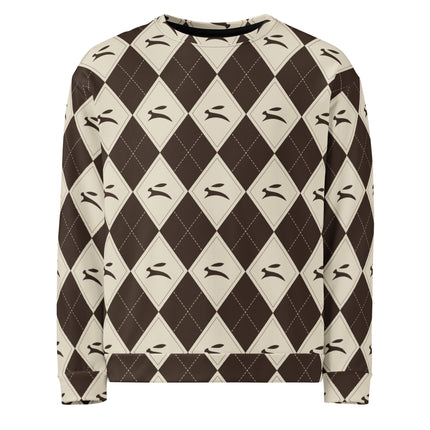 Hare Argyle Sweatshirt in cocoa and bone argyle, front view