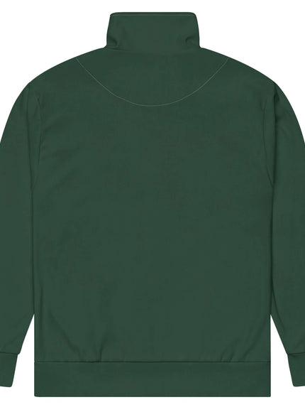 Model wearing track jacket by Grozavu