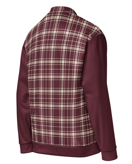 Heritage Tartan Bomber in Bordeaux, three-quarter back view