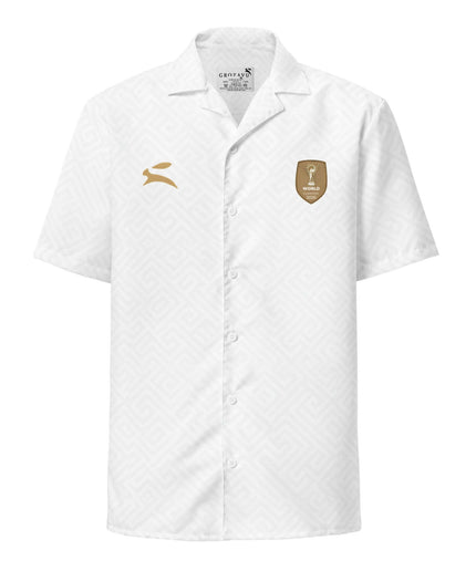 Maison Grozavu Bespoke Obsidian Shirt in White — front view showing the clean construction and premium fabric drape