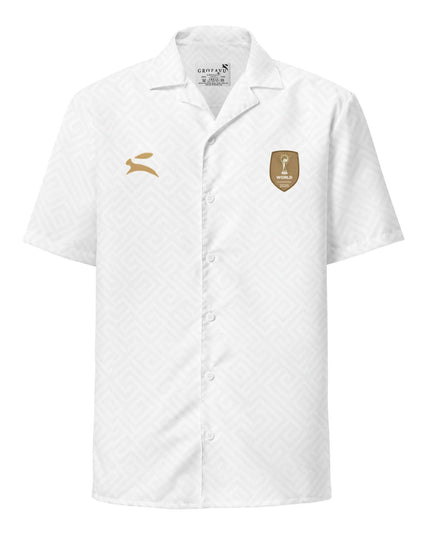 Maison Grozavu Bespoke Obsidian Shirt in White — front view showing the clean construction and premium fabric drape