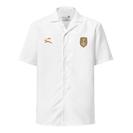Maison Grozavu Bespoke Obsidian Shirt in White — front view showing the clean construction and premium fabric drape