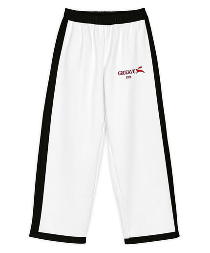 Grozavu wide-leg pants in 300 g/m2 cotton stretch, adjustable waist
