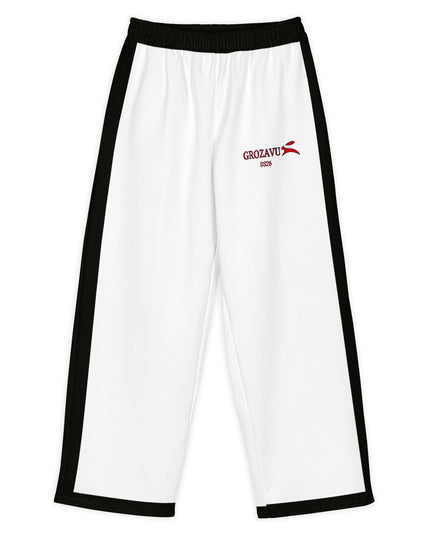 Grozavu wide-leg pants in 300 g/m2 cotton stretch, adjustable waist