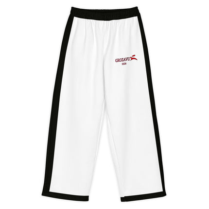 Grozavu wide-leg pants in 300 g/m2 cotton stretch, adjustable waist