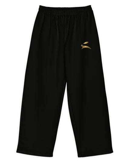 Grozavu wide-leg pants in 300 g/m2 cotton stretch, adjustable waist