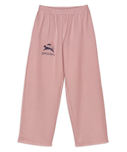 Grozavu Blush Wide-Leg Pants in 300 g/m² cotton stretch, front view