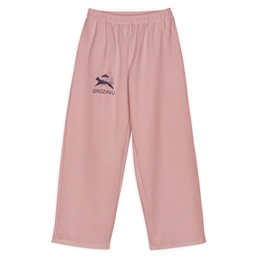 Grozavu Blush Wide-Leg Pants in 300 g/m² cotton stretch, front view