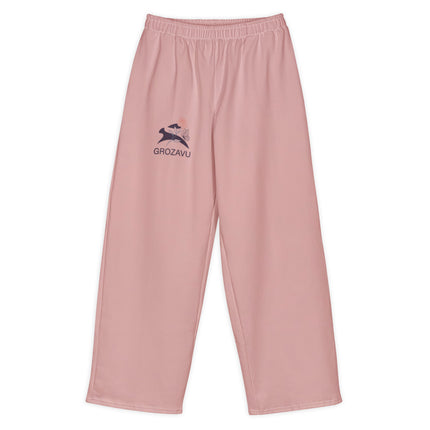 Grozavu Blush Wide-Leg Pants in 300 g/m² cotton stretch, front view
